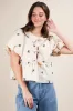 Clara Front Tie Bow Embroidered Top, Beige sold by North & Main Clothing Company