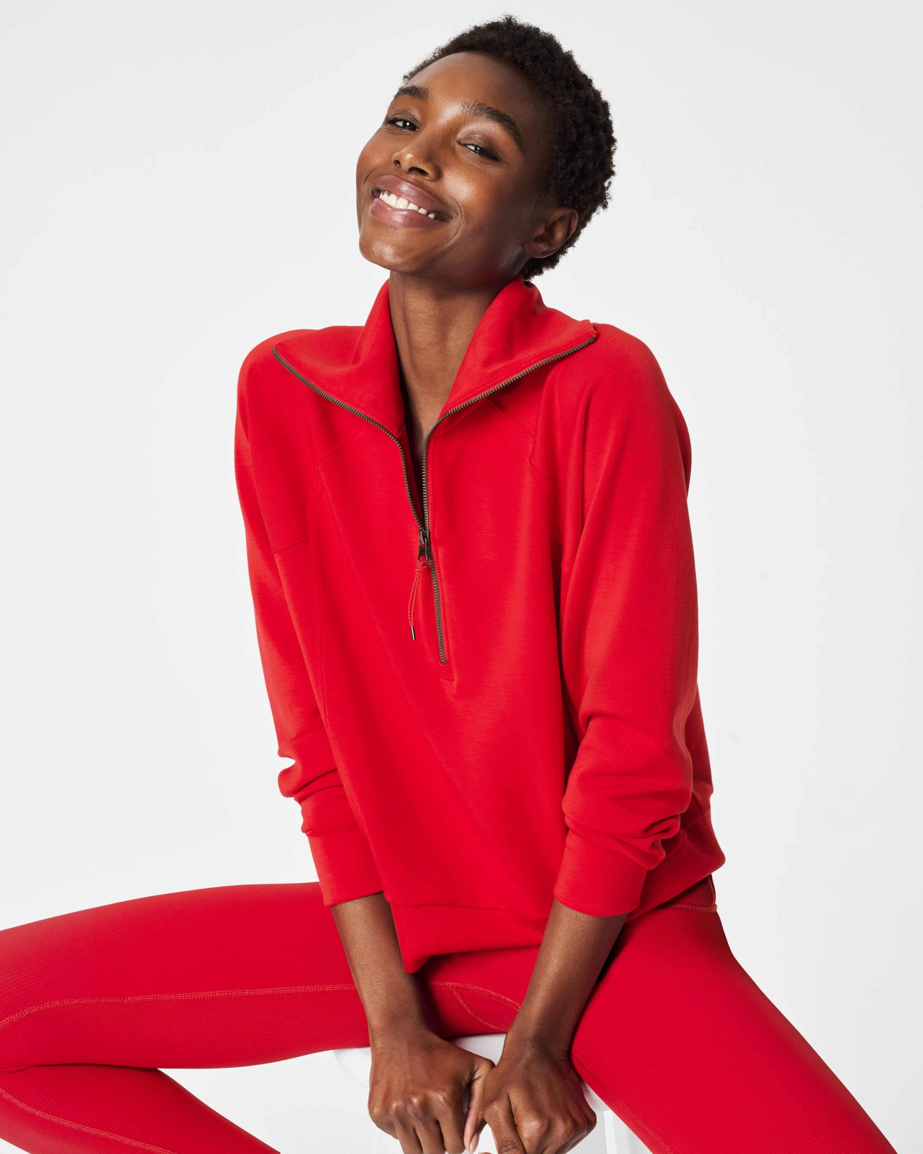 Airessentials Half Zip Sweatshirt, Red | SPANX sold by North & Main Clothing Company product image thumbnail 3