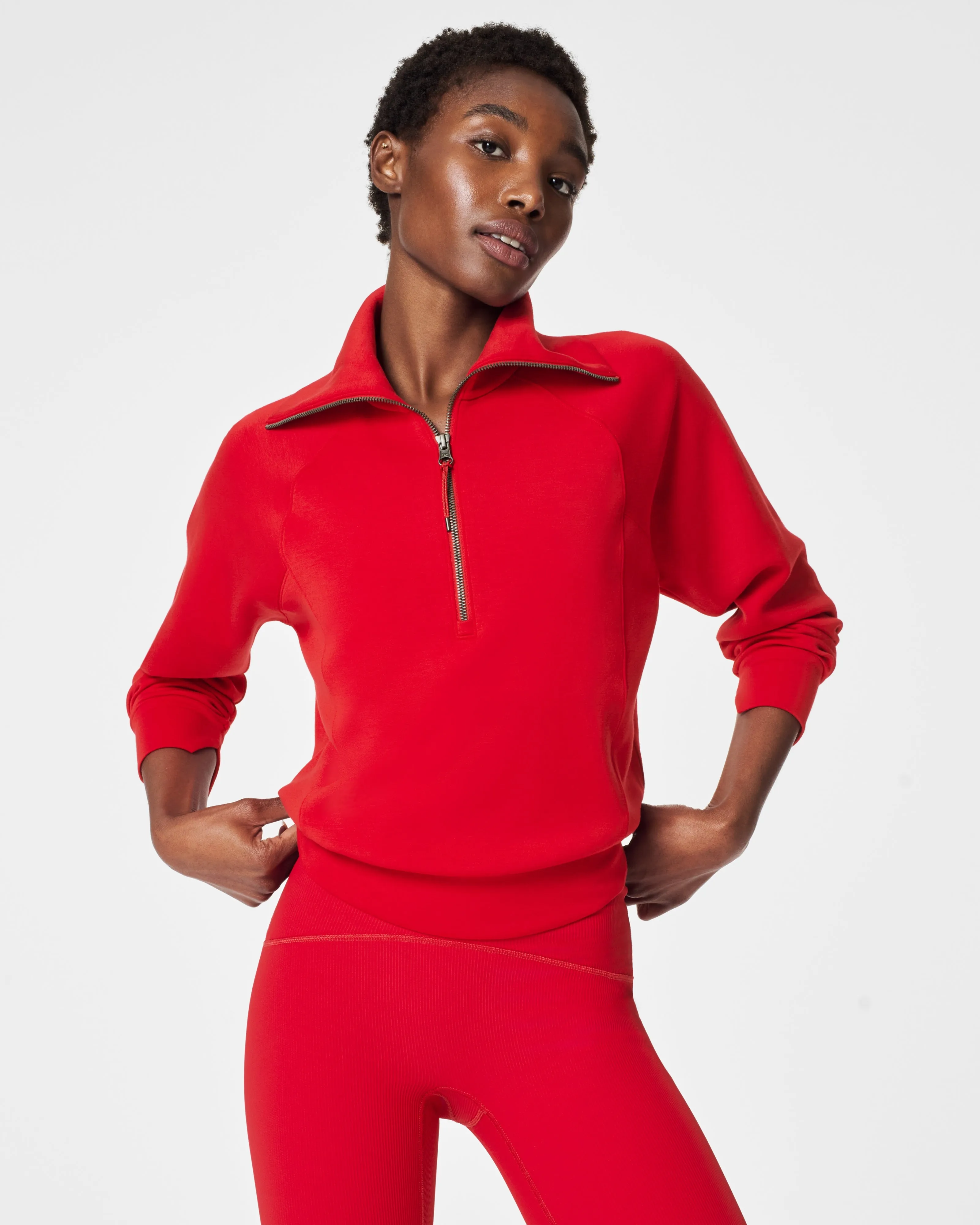 Airessentials Half Zip Sweatshirt, Red | SPANX sold by North & Main Clothing Company