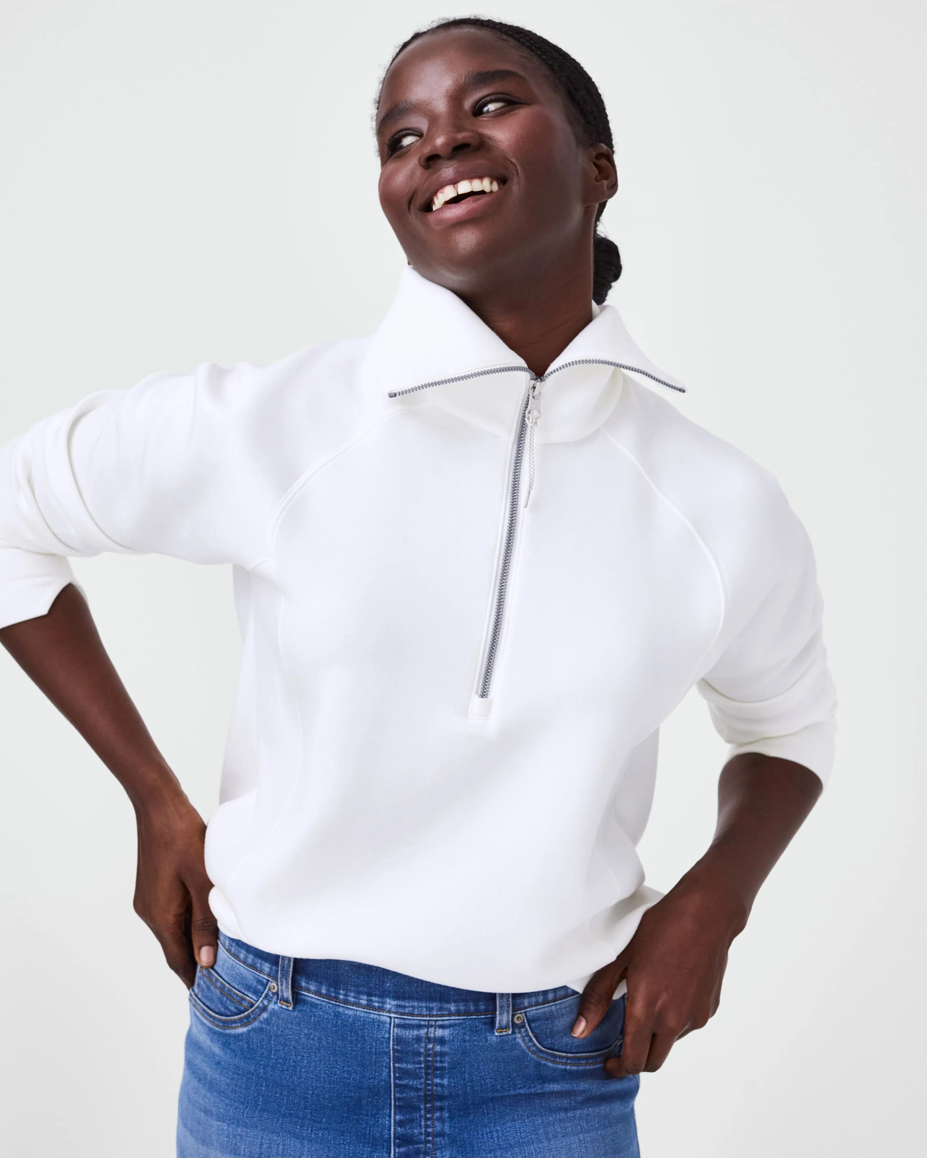 Airessentials Half Zip Sweatshirt, Powder | SPANX sold by North & Main Clothing Company product image thumbnail 2