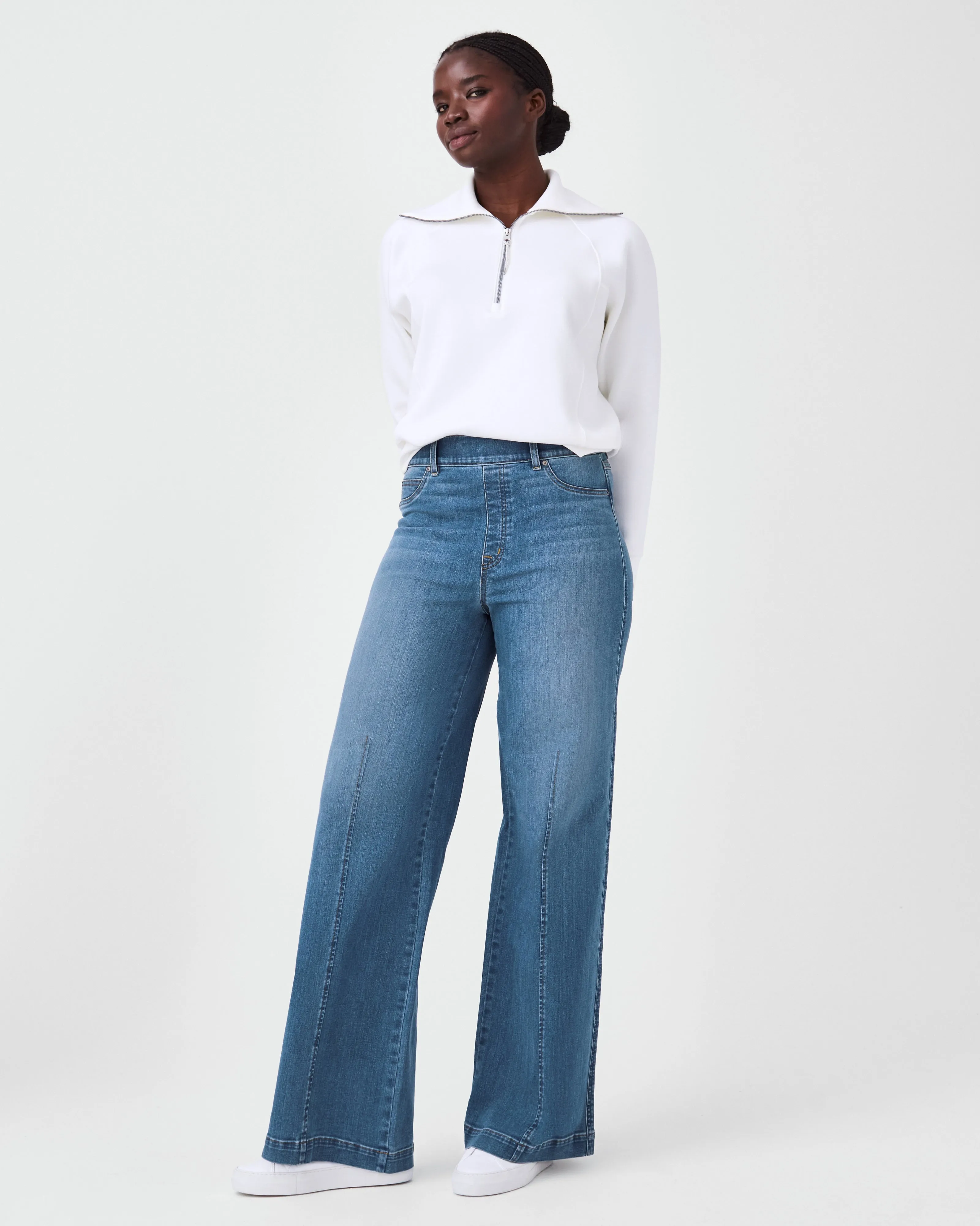 Airessentials Half Zip Sweatshirt, Powder | SPANX sold by North & Main Clothing Company