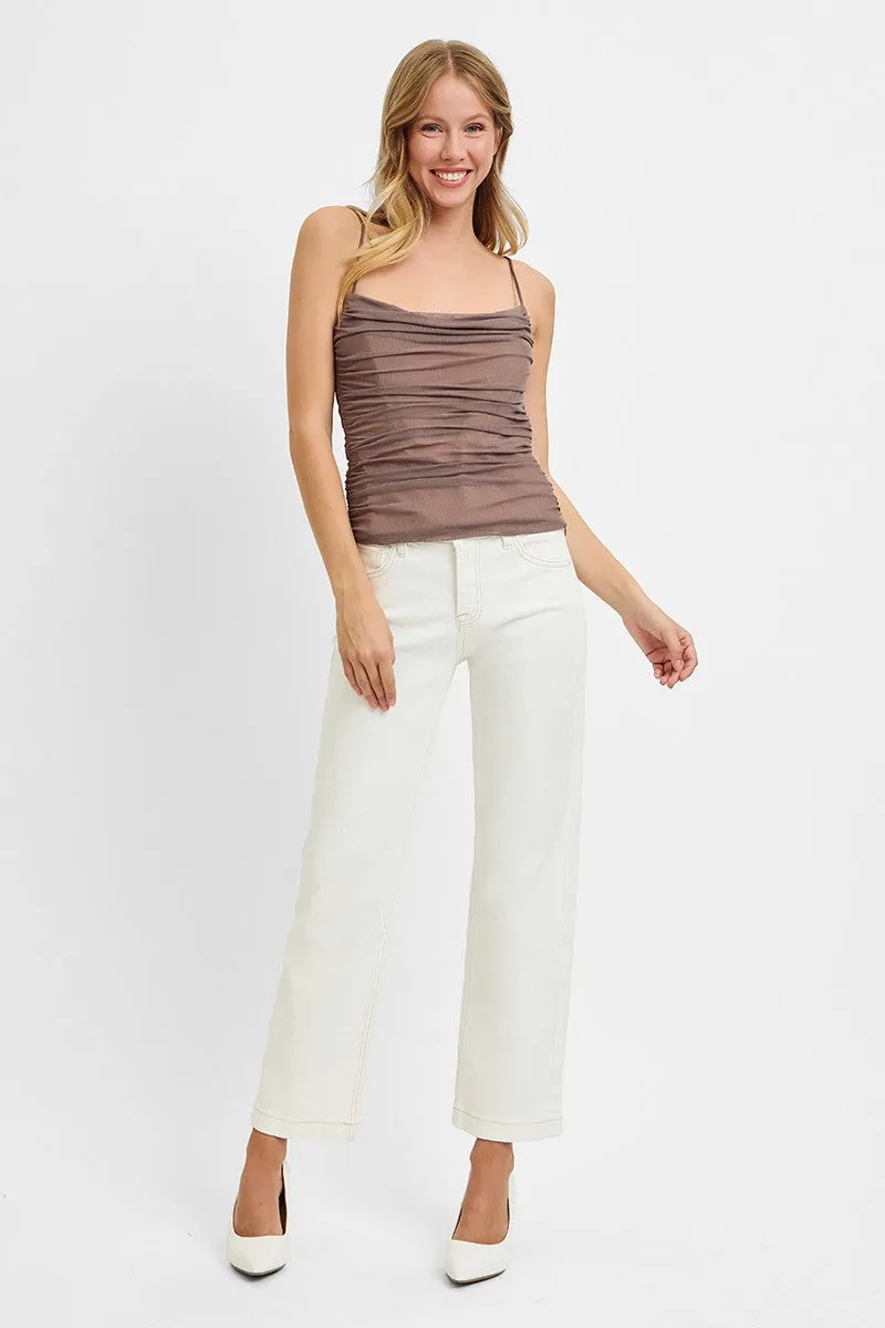 Brooklyn Tummy Control Mid Rise Jeans, Cream sold by North & Main Clothing Company product image thumbnail 2
