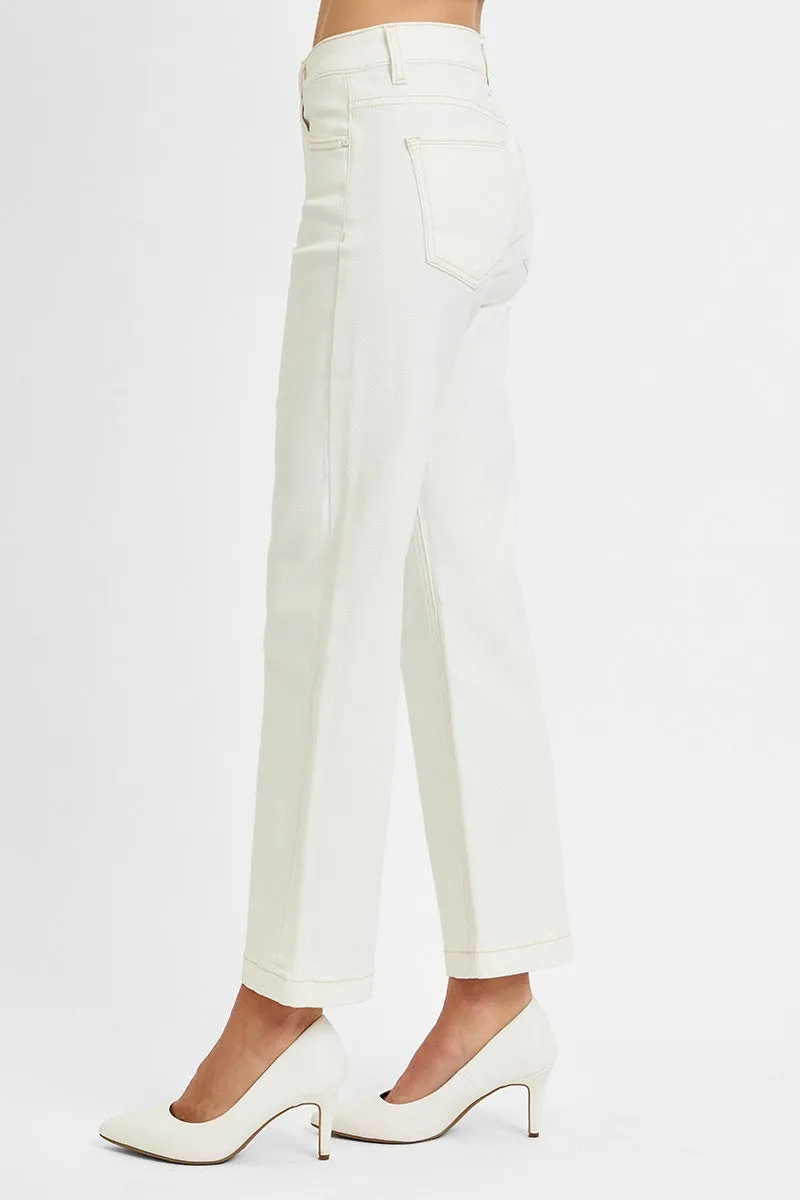 Brooklyn Tummy Control Mid Rise Jeans, Cream sold by North & Main Clothing Company product image thumbnail 4