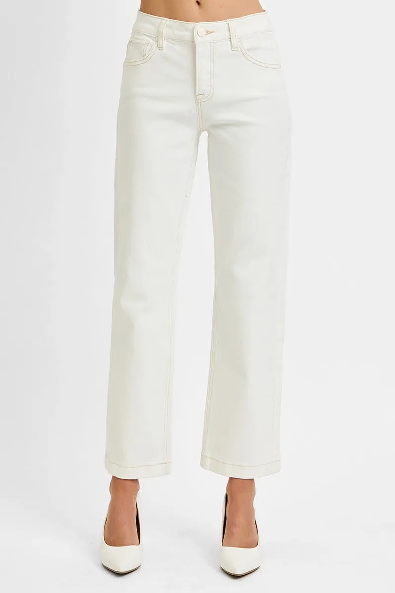 Brooklyn Tummy Control Mid Rise Jeans, Cream sold by North & Main Clothing Company product image thumbnail 3
