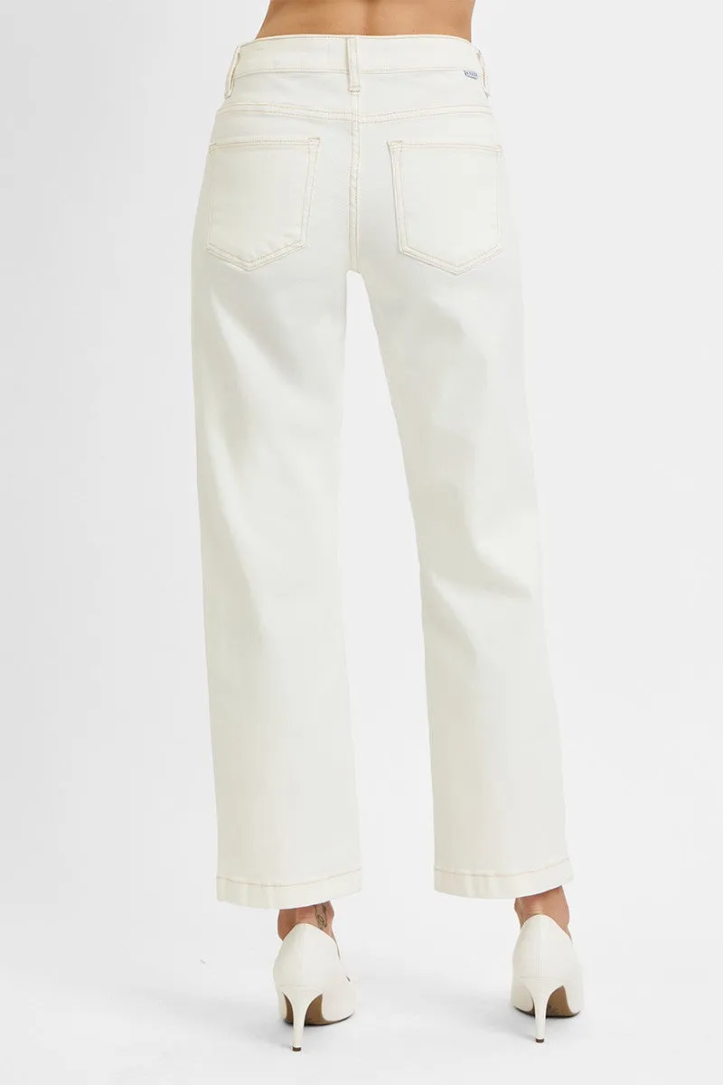 Brooklyn Tummy Control Mid Rise Jeans, Cream sold by North & Main Clothing Company product image thumbnail 5