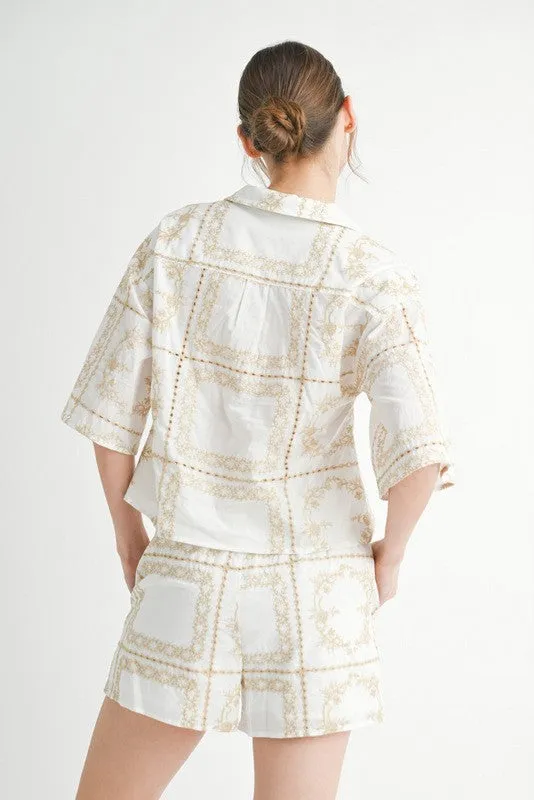 Quinn Embroidered Button Down Shirt, Taupe sold by North & Main Clothing Company product image thumbnail 2