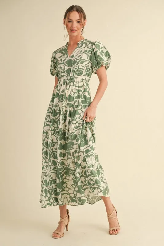 Iris Printed Maxi Dress, Sage sold by North & Main Clothing Company