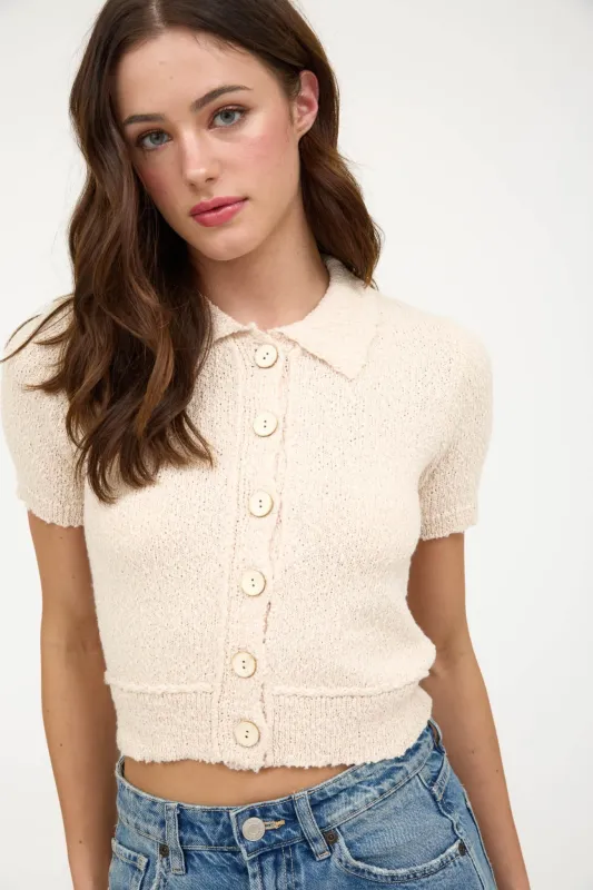 Lulu Textured Knit Cardigan, Natural sold by North & Main Clothing Company