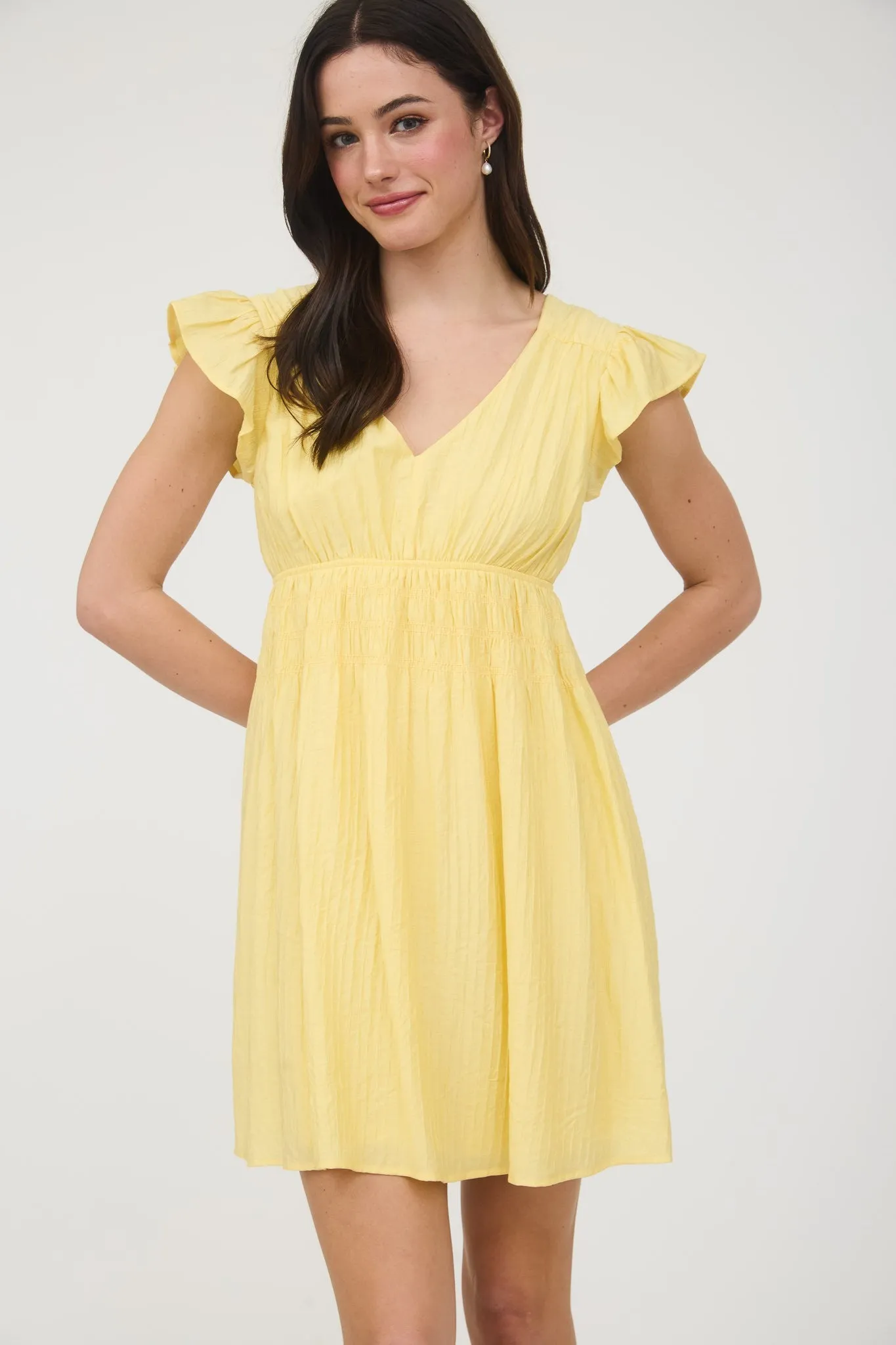 Lainey Solid Mini Dress, Yellow sold by North & Main Clothing Company