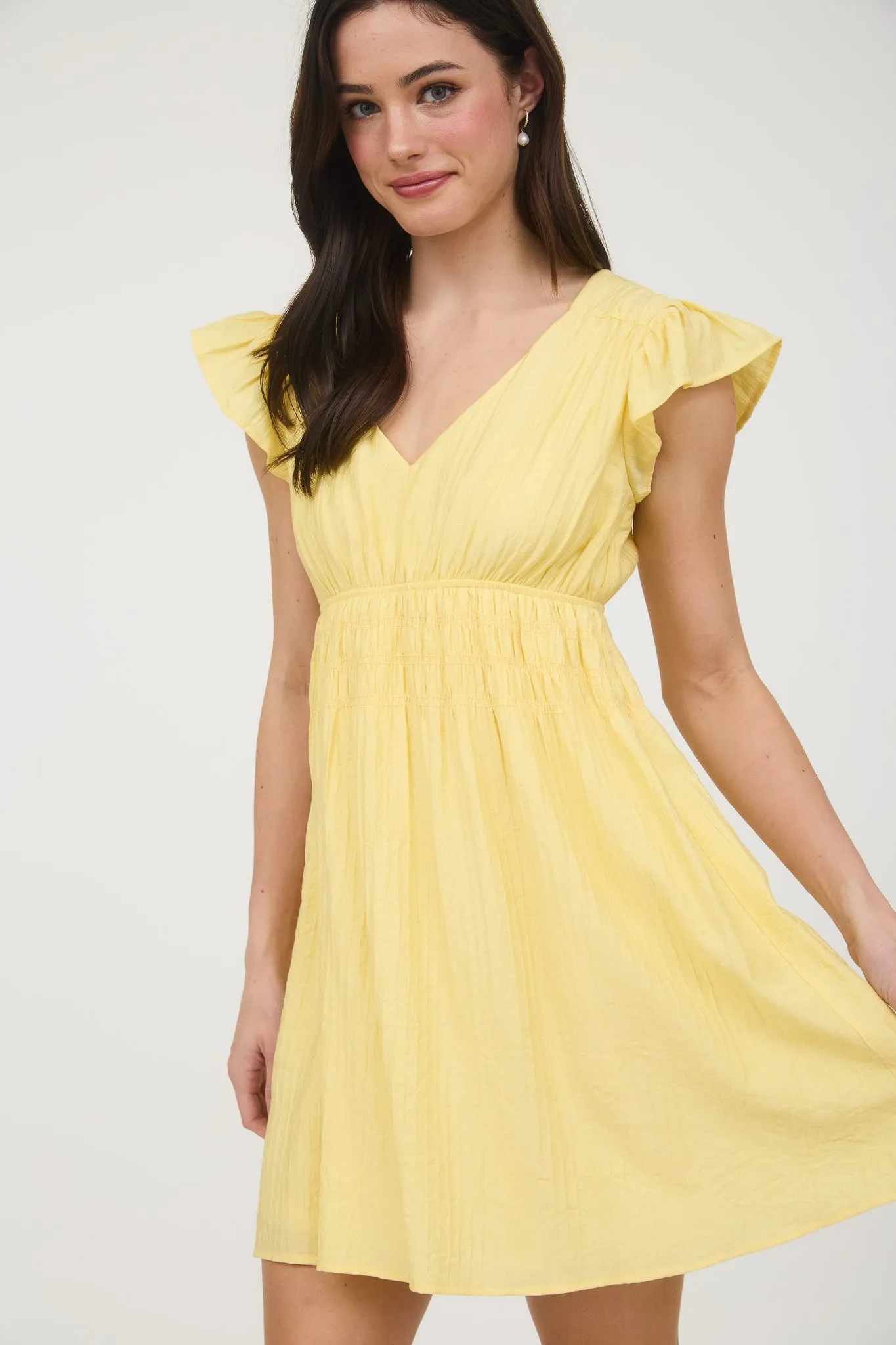 Lainey Solid Mini Dress, Yellow sold by North & Main Clothing Company product image thumbnail 3