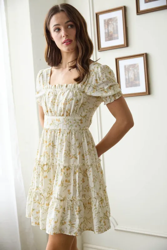 Delilah Floral Square Neck Dress, Ivory Multi sold by North & Main Clothing Company