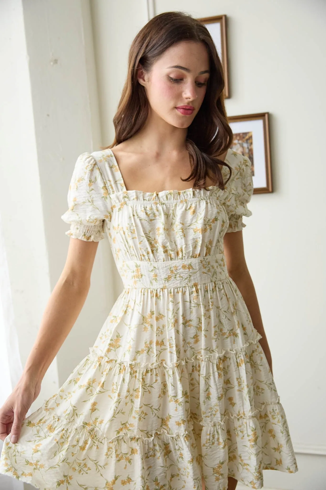 Delilah Floral Square Neck Dress, Ivory Multi sold by North & Main Clothing Company product image thumbnail 2
