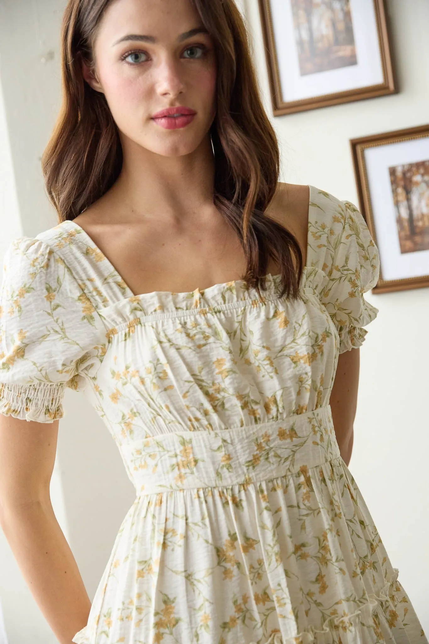 Delilah Floral Square Neck Dress, Ivory Multi sold by North & Main Clothing Company product image thumbnail 3