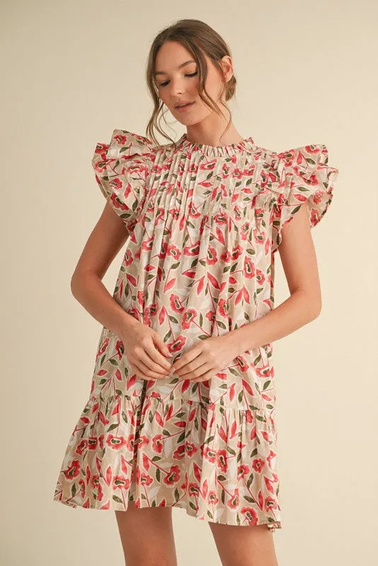Kennedy Floral Pintuck Dress, Pink sold by North & Main Clothing Company