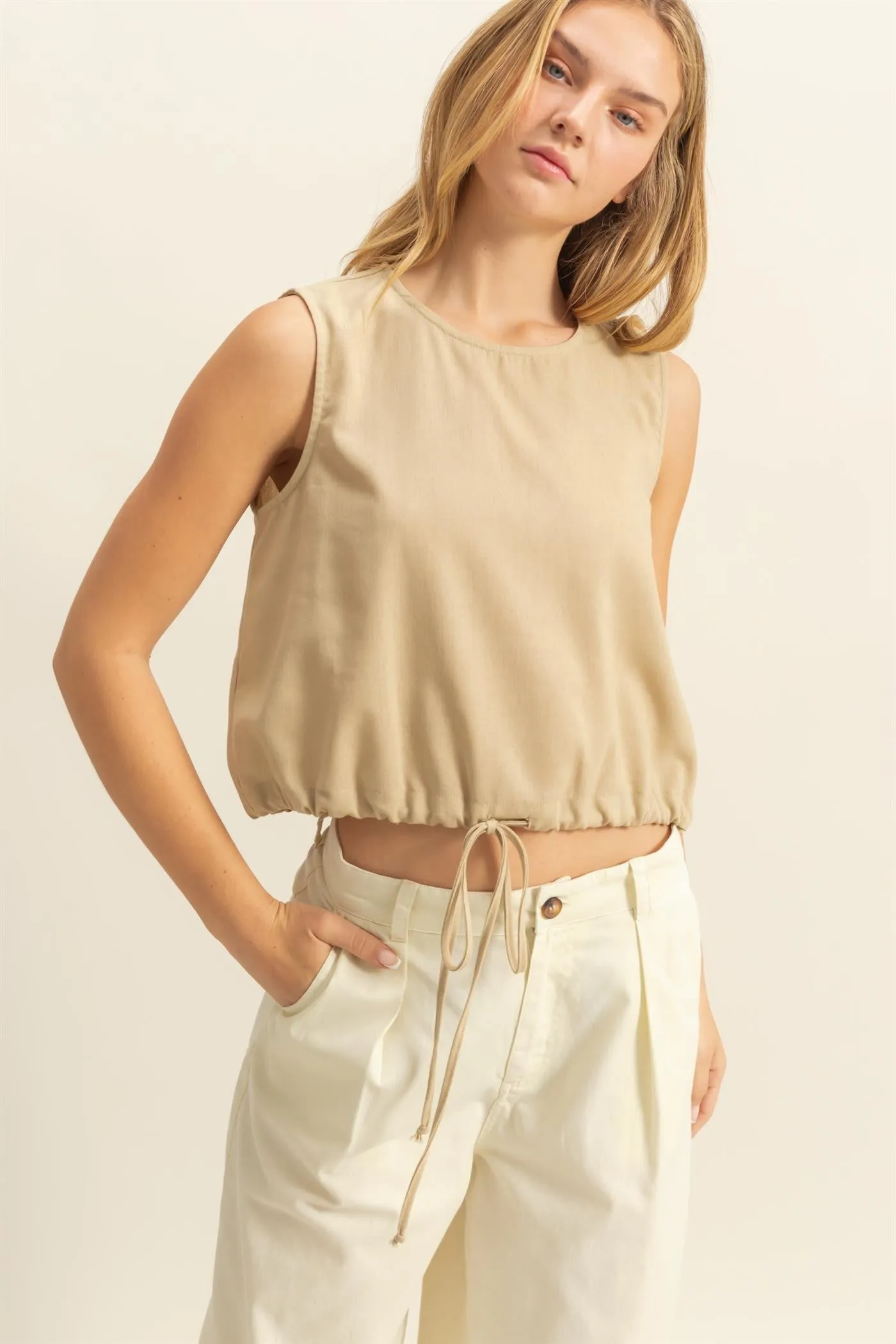 Charlie Washed Sleeveless Top, Light Taupe sold by North & Main Clothing Company product image thumbnail 3
