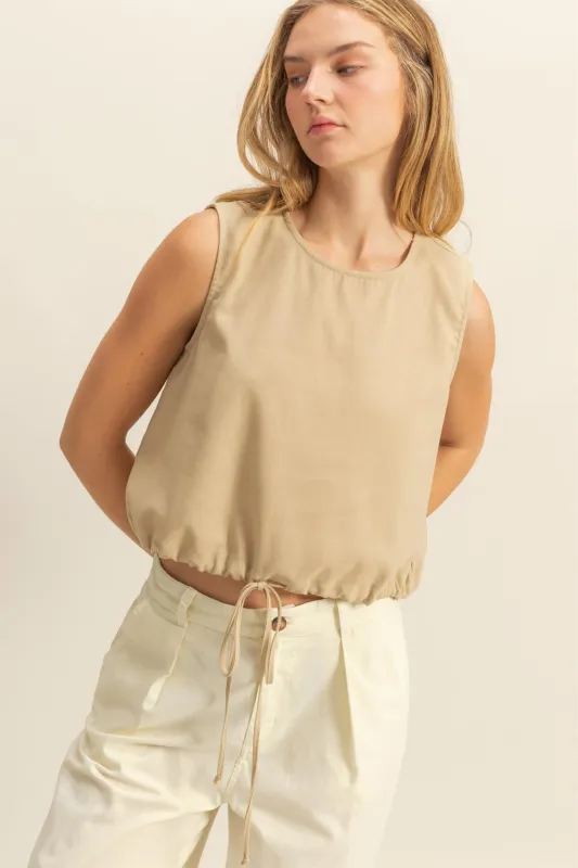 Charlie Washed Sleeveless Top, Light Taupe made by HYFVE