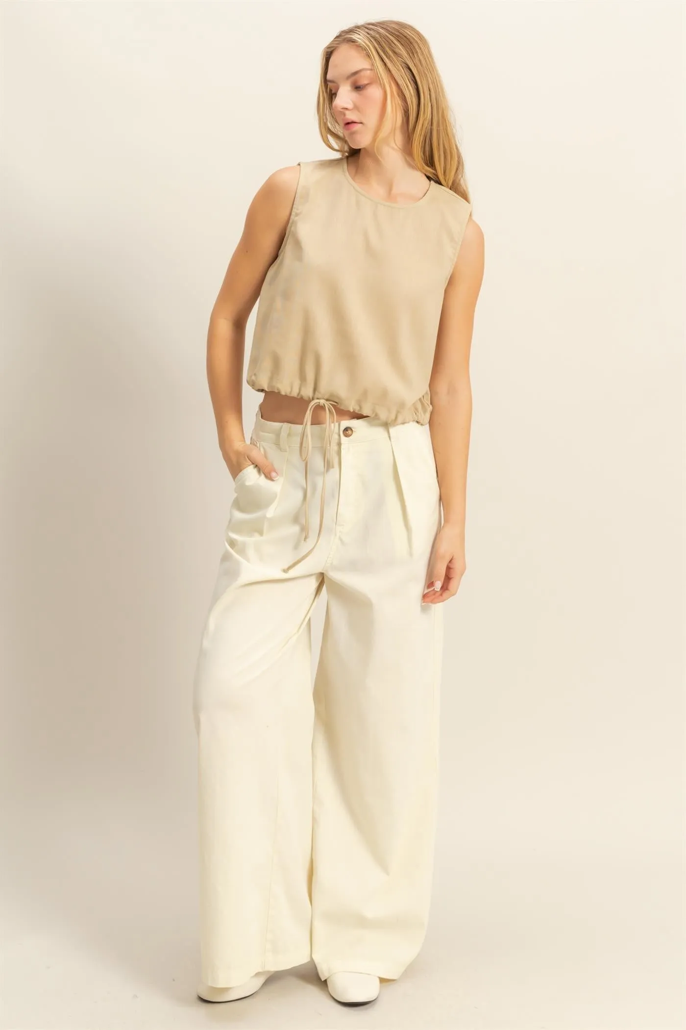 Charlie Washed Sleeveless Top, Light Taupe sold by North & Main Clothing Company product image thumbnail 4