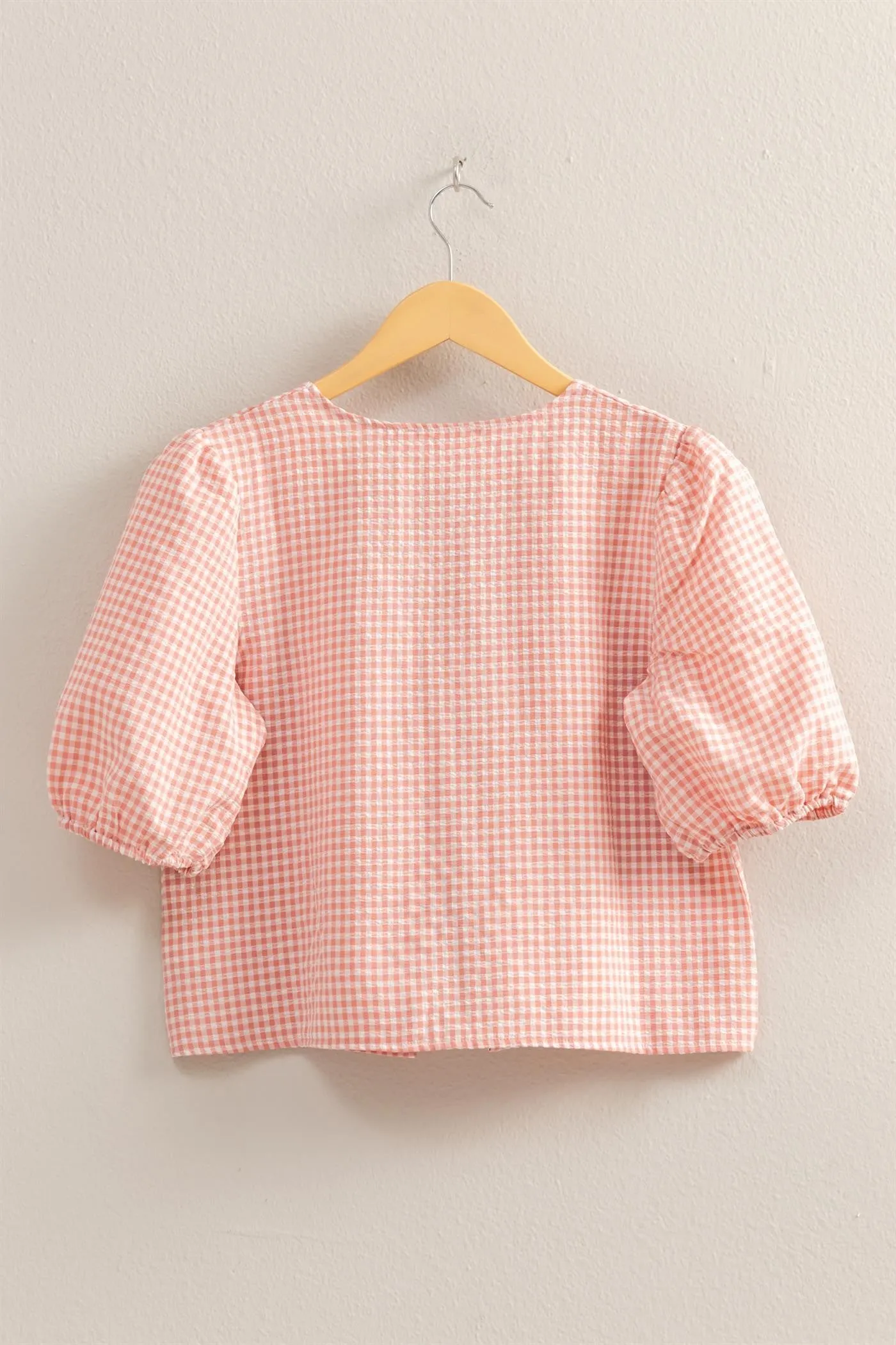 Murphy Gingham Tie Front Blouse, Pink sold by North & Main Clothing Company product image thumbnail 2