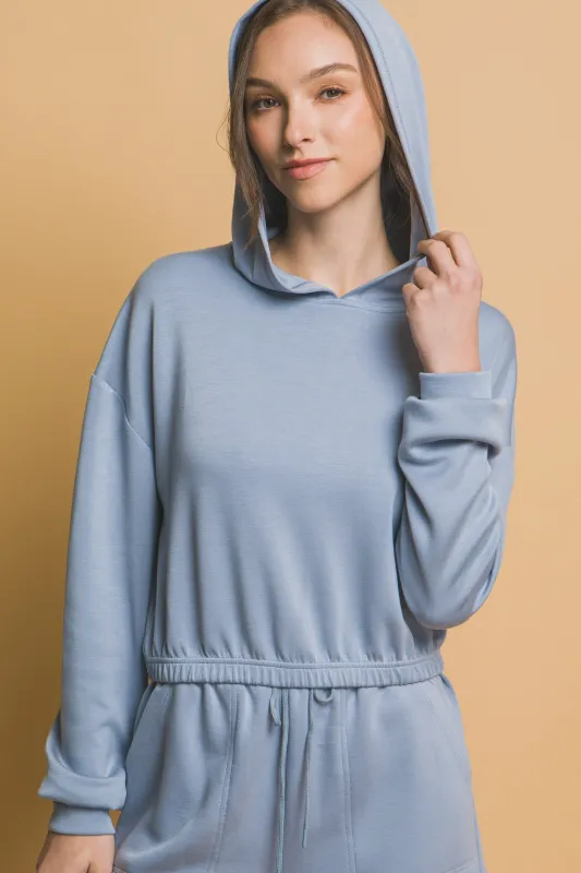 Georgia Cropped Hoodie, Blue Stone sold by North & Main Clothing Company