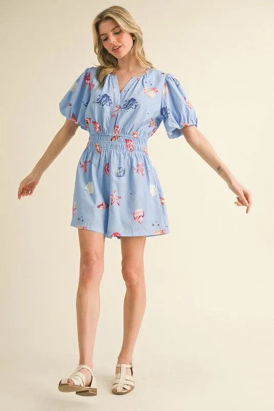 Jade Shell Print Romper, Blue sold by North & Main Clothing Company product image thumbnail 2
