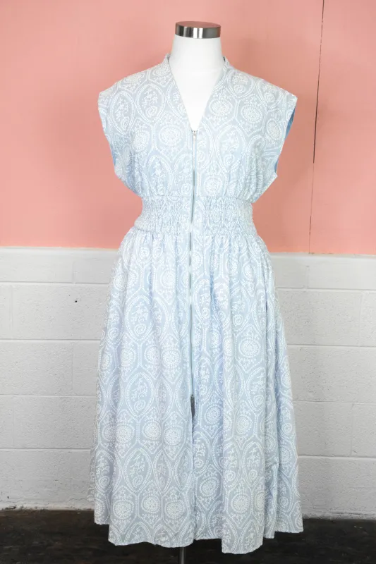Emersyn Eyelet Print Midi Dress, Light Blue | Extended Sizes sold by North & Main Clothing Company
