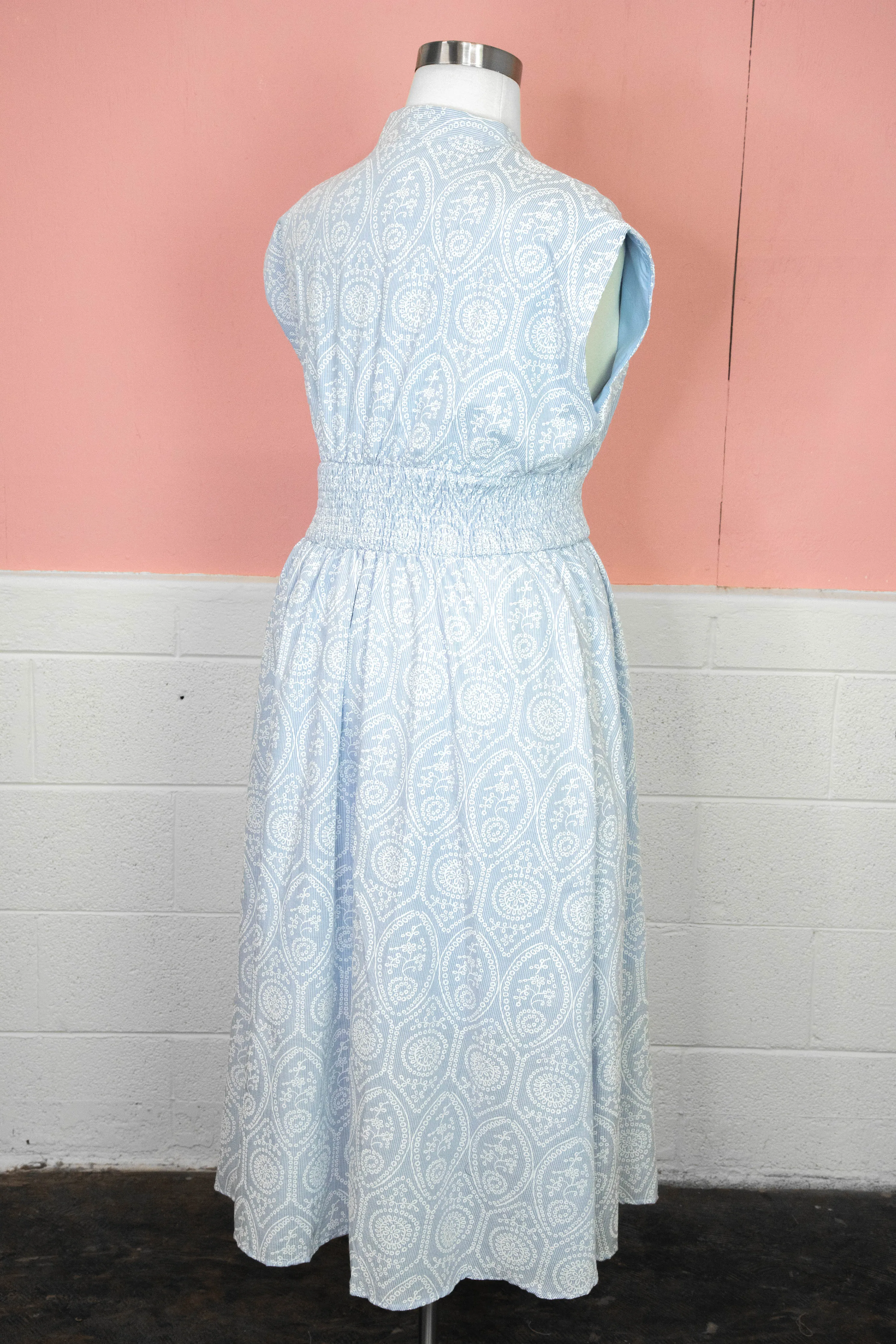 Emersyn Eyelet Print Midi Dress, Light Blue | Extended Sizes sold by North & Main Clothing Company product image thumbnail 3