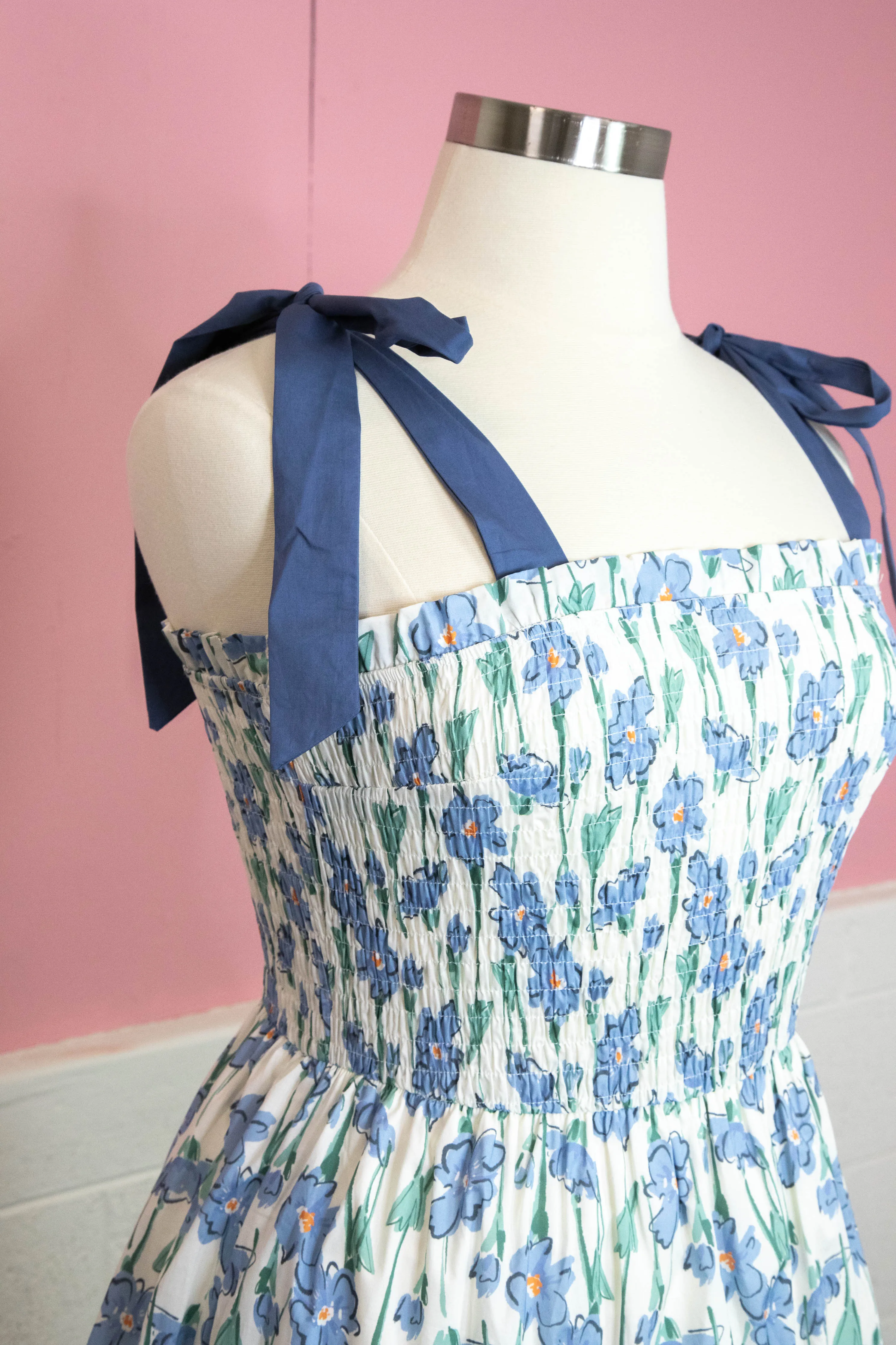 Magnolia Smocked Tie Shoulder Dress, Blue | Extended Sizes sold by North & Main Clothing Company product image thumbnail 2