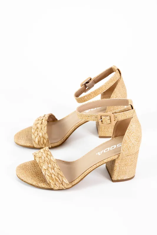 Tart Block Heel Sandal, Natural Raffia sold by North & Main Clothing Company