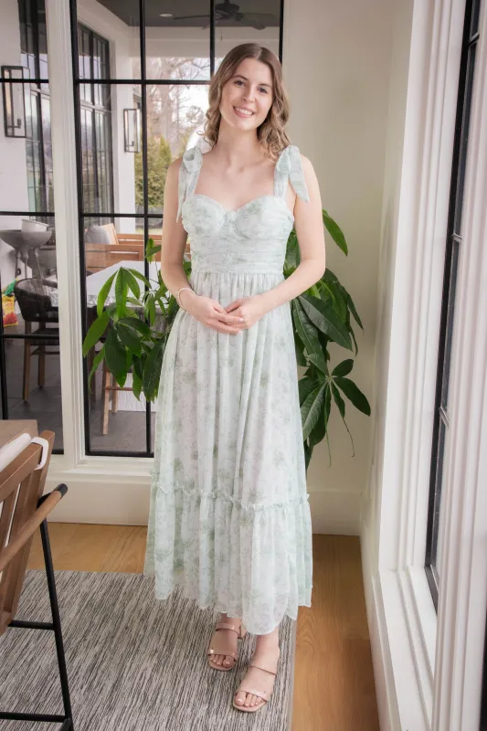 Aurora Floral Sweetheart Midi Dress, Sage Multi sold by North & Main Clothing Company