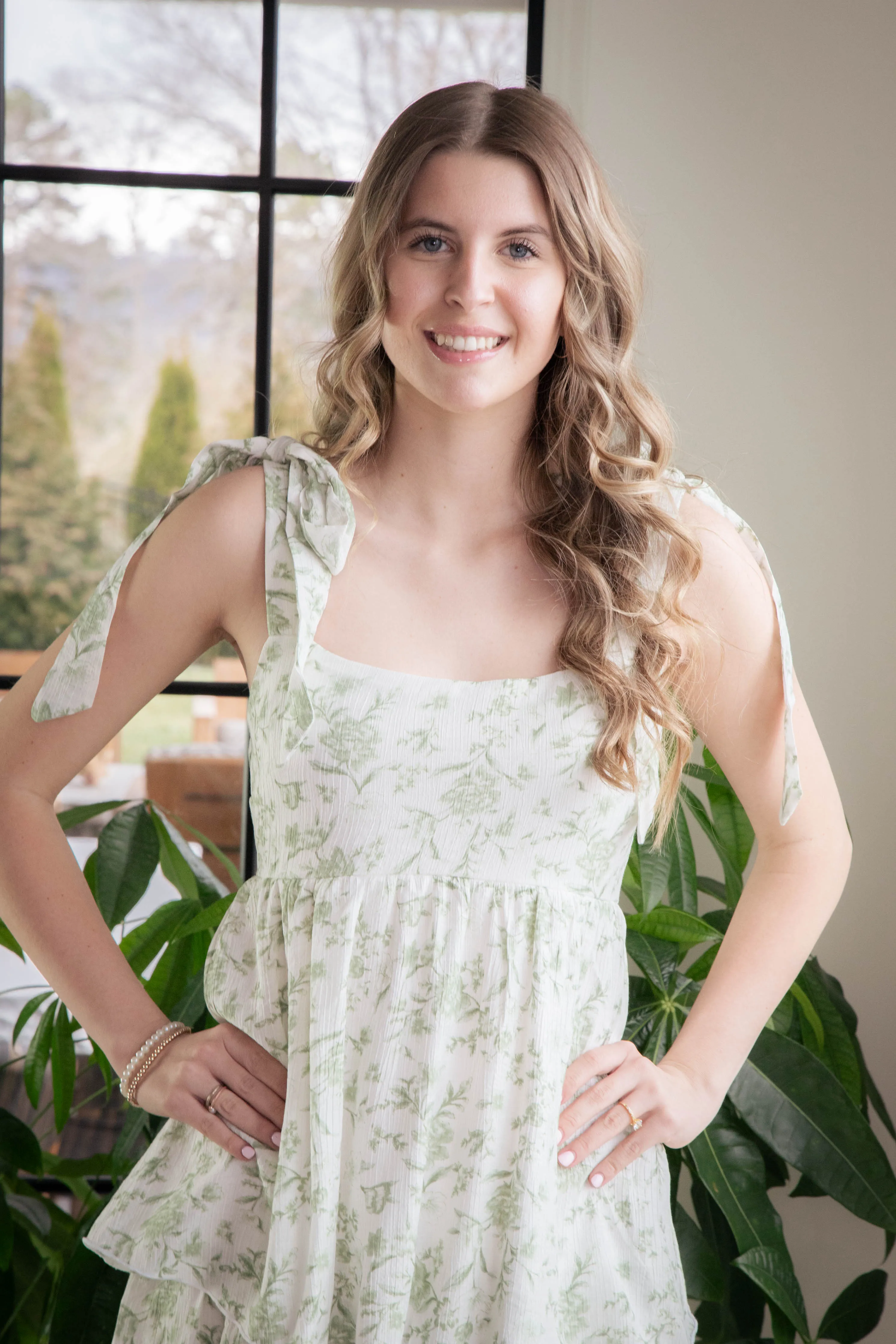 Flora Tie Strap Ruffled Midi Dress, Sage Multi sold by North & Main Clothing Company product image thumbnail 4