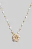 Flower Pendant Pearl Beaded Necklace, Gold/Cream sold by North & Main Clothing Company