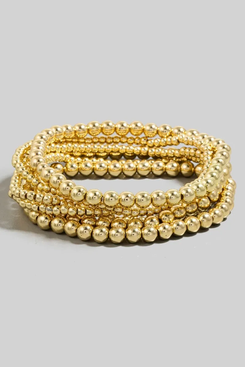 Mixed Metallic Beaded Bracelet Set, Gold sold by North & Main Clothing Company