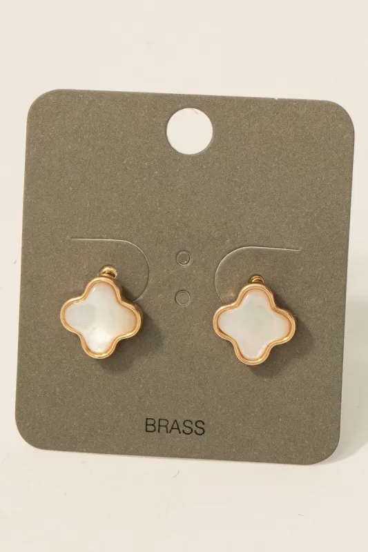 Mother of Pearl Clover Stud Earring, Gold/Mother Of Pearl sold by North & Main Clothing Company