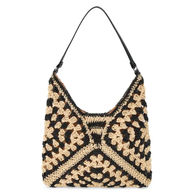 Ariel Raffia Hobo Bag, Black Multi | Beach by Matisse sold by North & Main Clothing Company