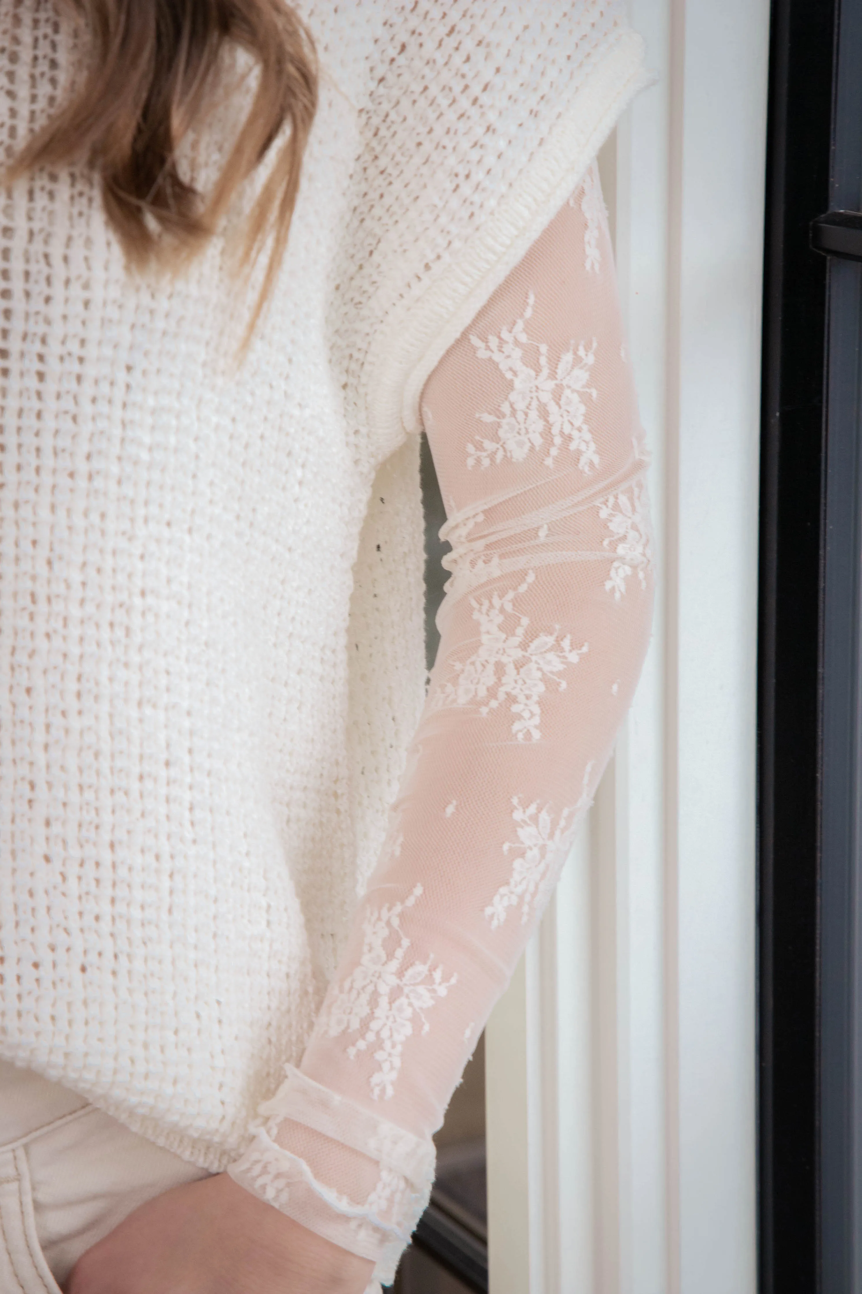 Remi Lace Sheer Top, Ivory sold by North & Main Clothing Company product image thumbnail 5