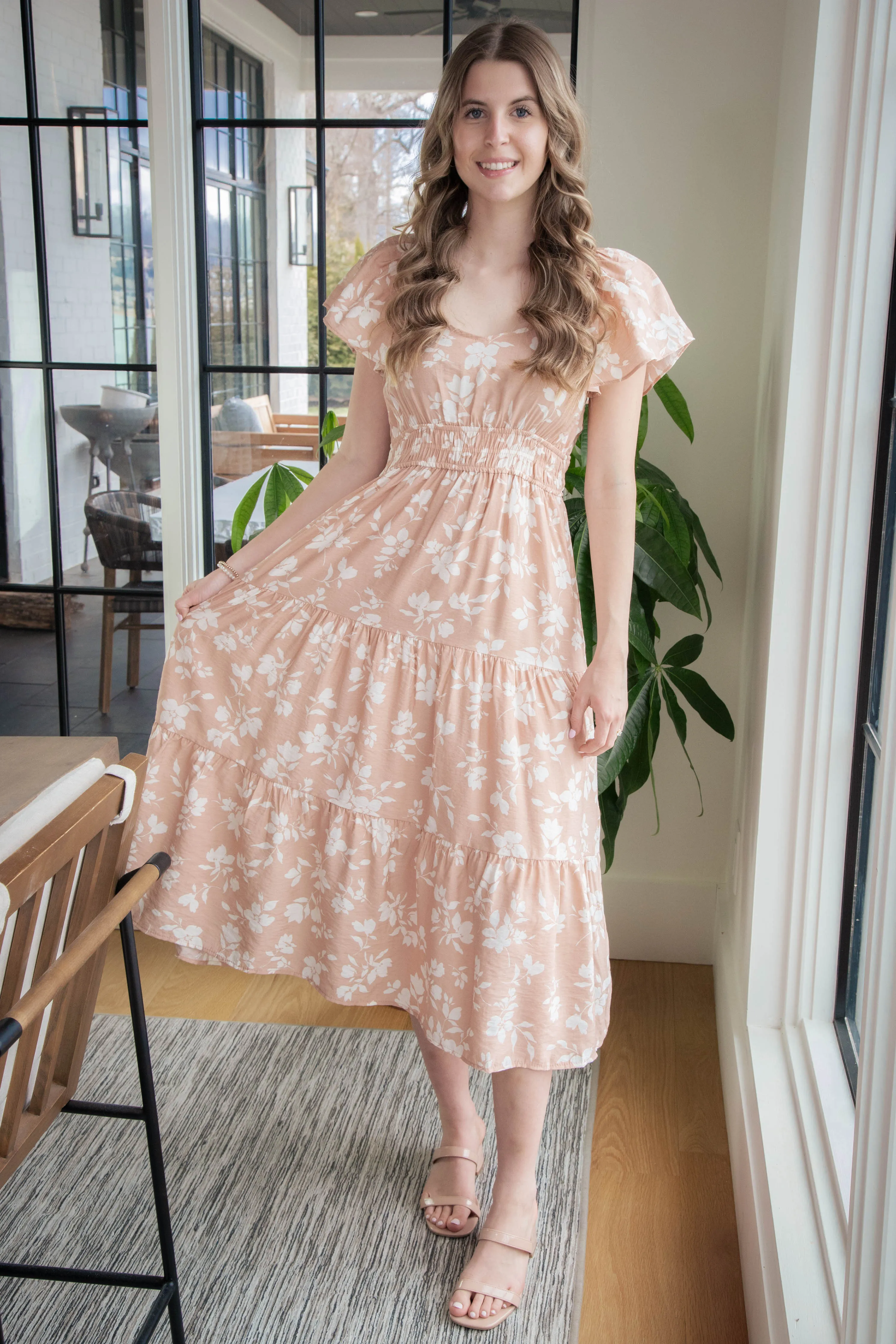 Valentina Floral Midi Dress, Blush sold by North & Main Clothing Company product image thumbnail 2
