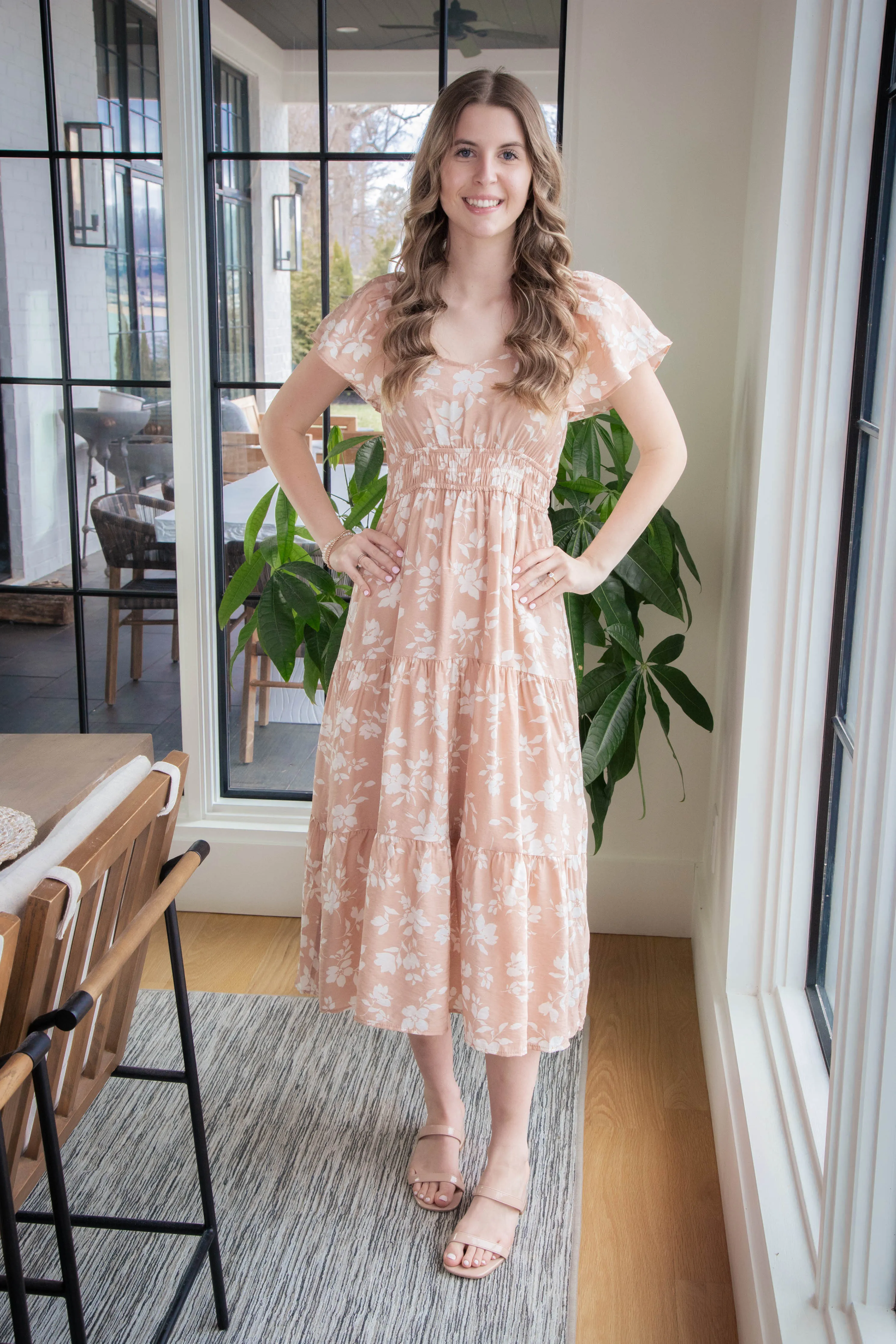 Valentina Floral Midi Dress, Blush sold by North & Main Clothing Company product image thumbnail 3