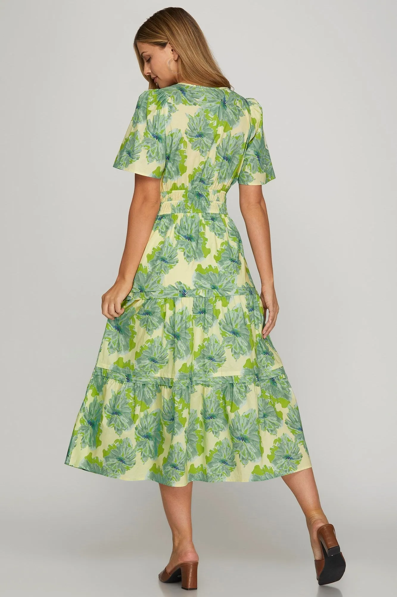Brianna Elastic Waist Floral Dress, Green sold by North & Main Clothing Company product image thumbnail 2