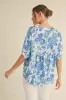 Ariella Printed Dolman Sleeve Top, Blue sold by North & Main Clothing Company