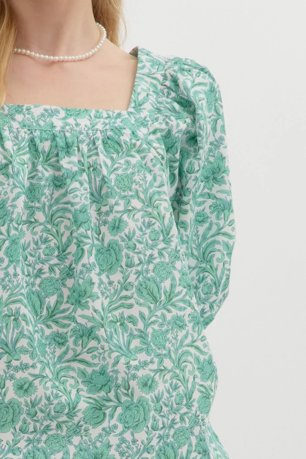 Rosalie Floral Square Neck Top, Green sold by North & Main Clothing Company product image thumbnail 3