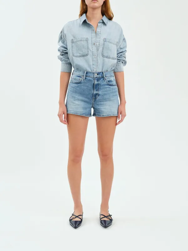 Troublemaker High Rise Denim Shorts, Marina Vintage | Daze sold by North & Main Clothing Company