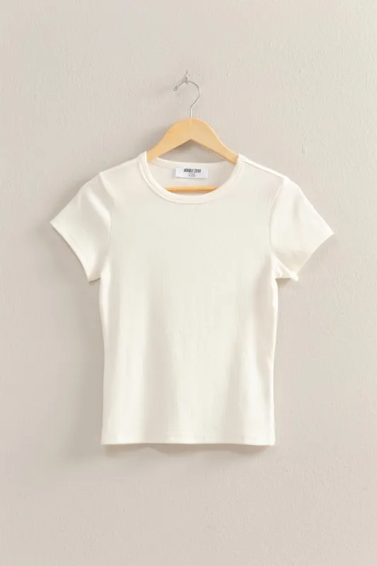 Emerson Rib Knit Tee, Off White sold by North & Main Clothing Company