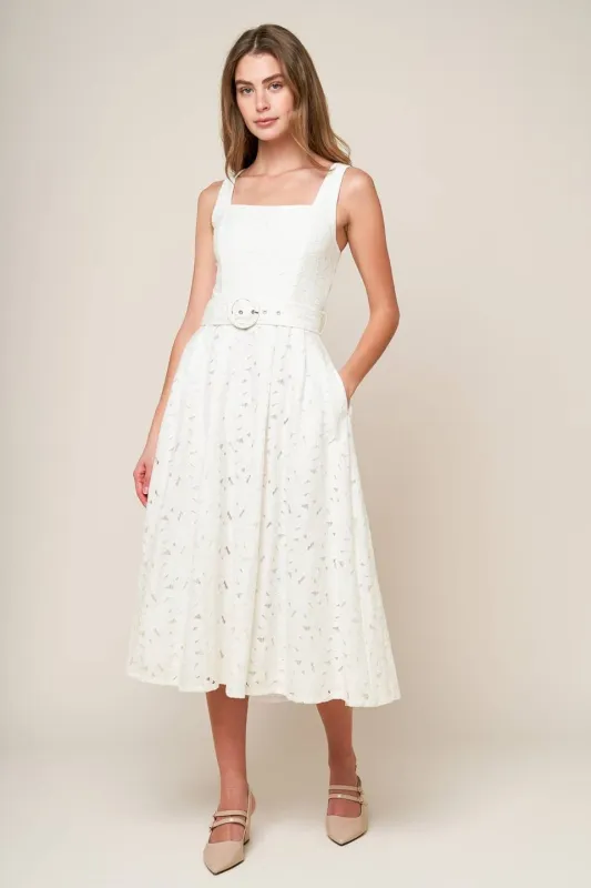 Isabelle Sleeveless Lace Dress, Off White sold by North & Main Clothing Company
