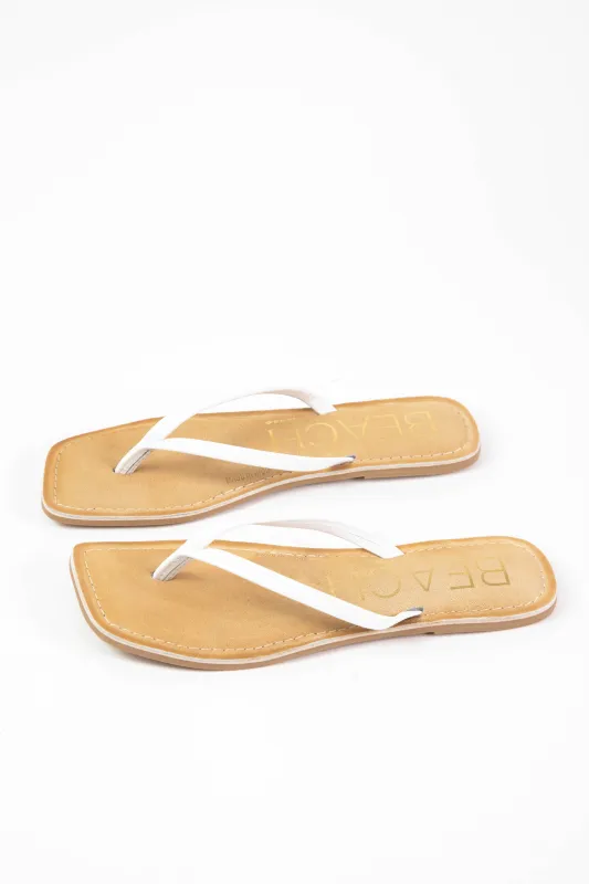 Bungalow Square Toe Thong Sandal, White | Beach by Matisse sold by North & Main Clothing Company