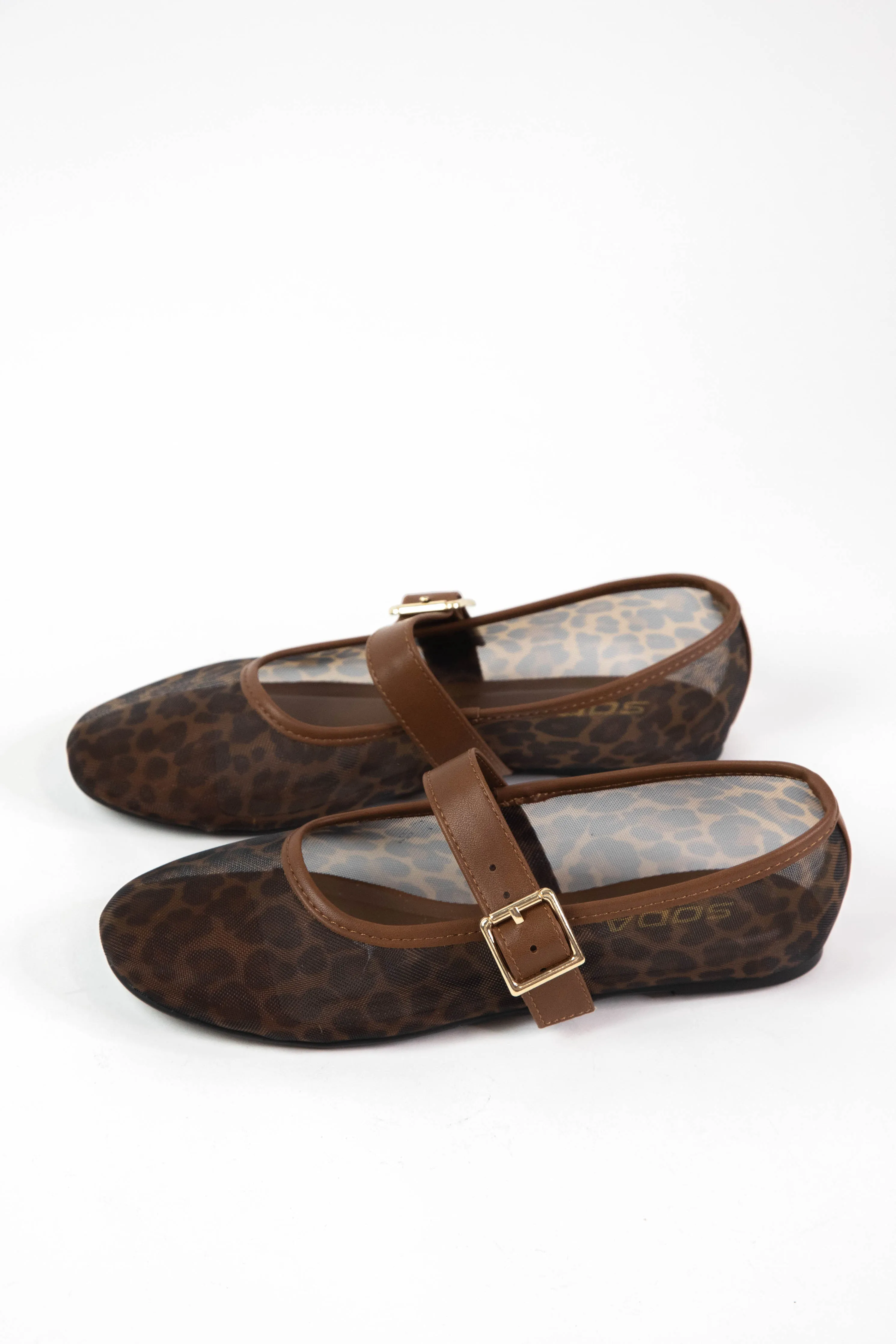 Jumbo Mesh Mary Jane Flat, Leopard sold by North & Main Clothing Company