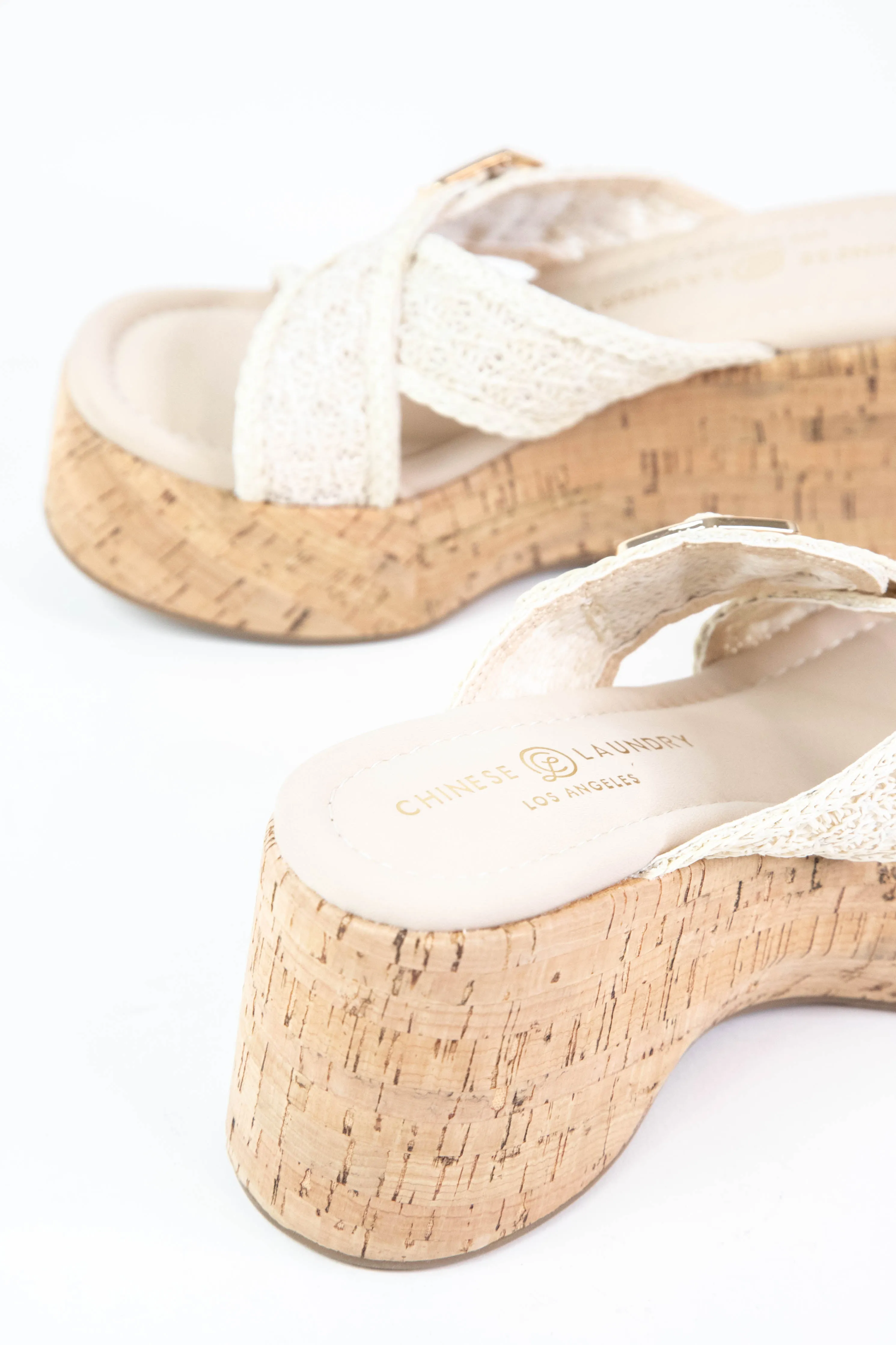 Loulou Cork Wedge Woven Sandal, Cream | Chinese Laundry sold by North & Main Clothing Company product image thumbnail 2