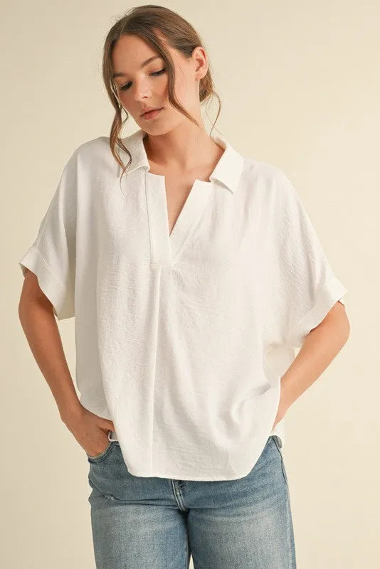 Myla Short Dolman Sleeve Top, Off White sold by North & Main Clothing Company