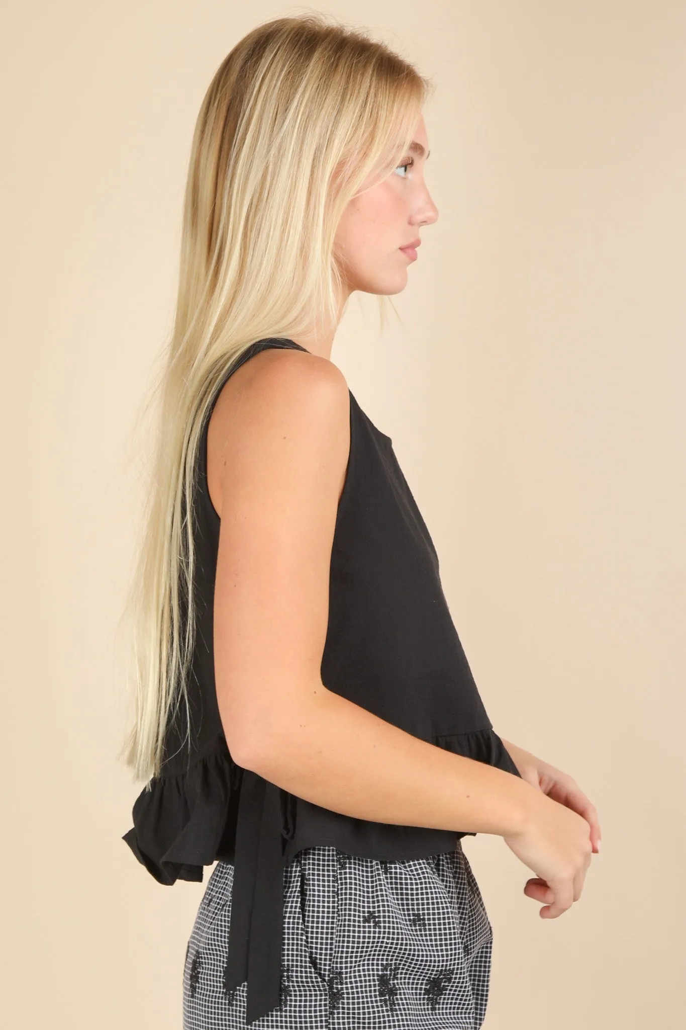 Evangeline Side Tie Sleeveless Top, Black sold by North & Main Clothing Company product image thumbnail 3