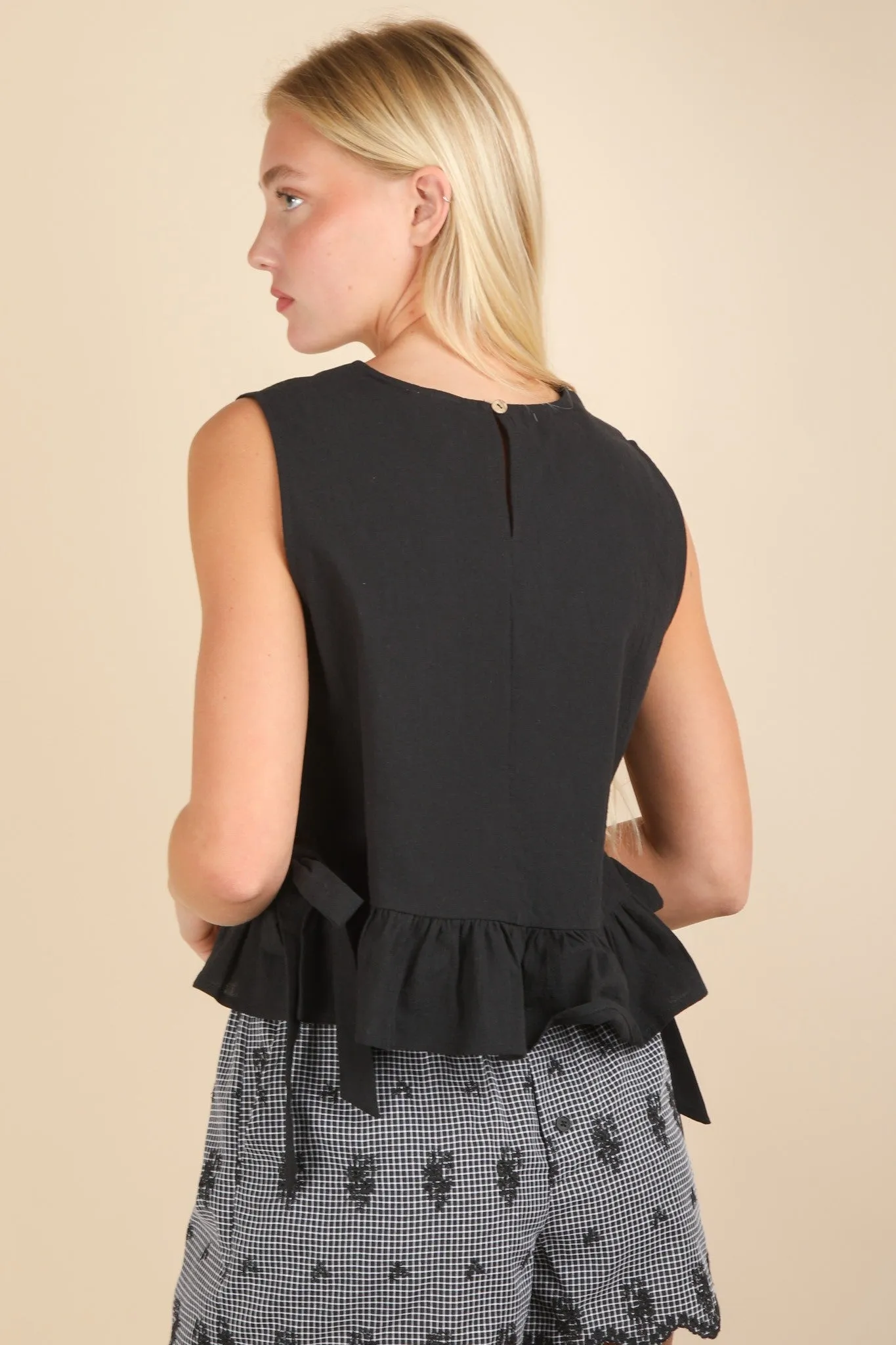 Evangeline Side Tie Sleeveless Top, Black sold by North & Main Clothing Company product image thumbnail 4