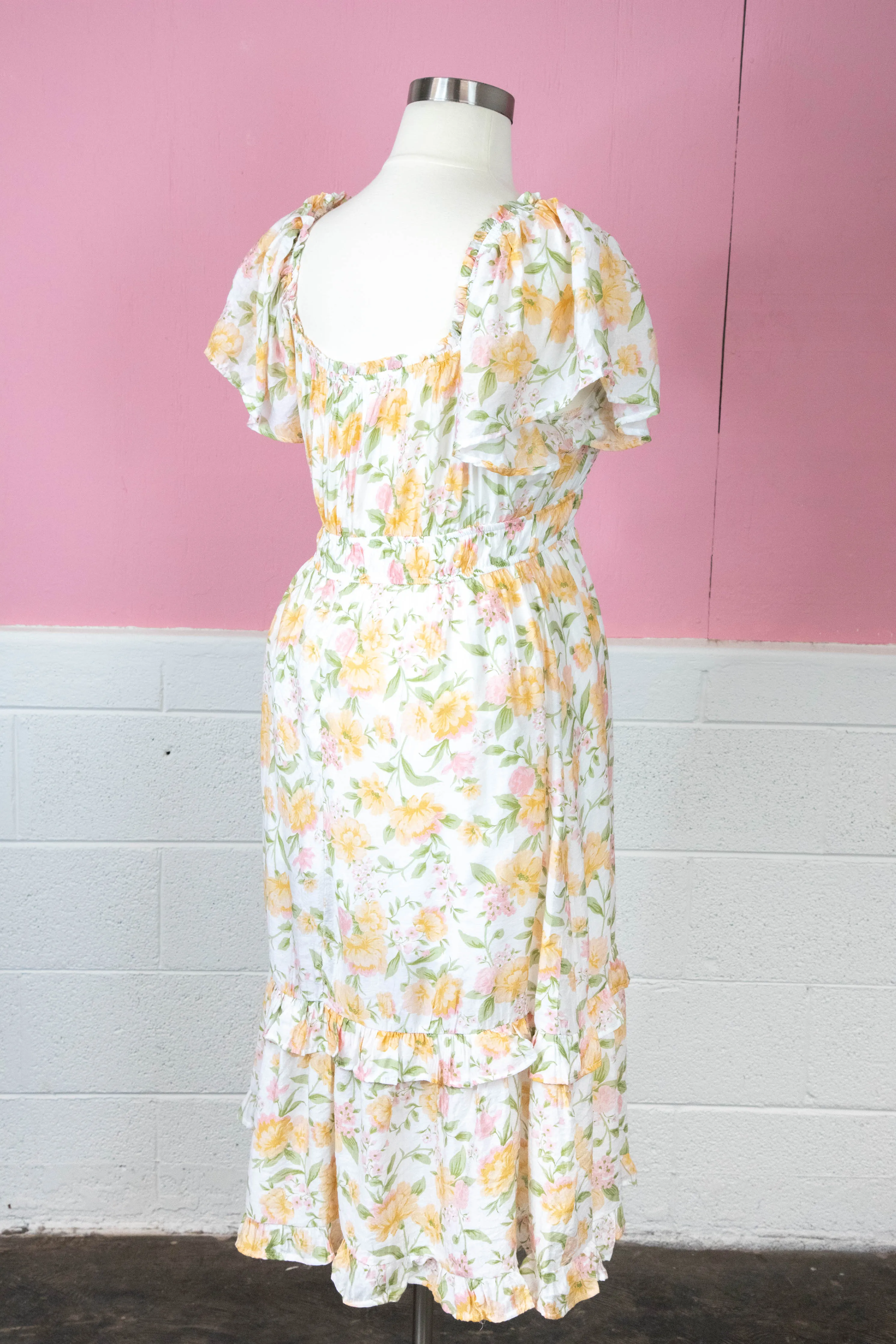 Mackenzie Floral Ruffle Detail Dress, Yellow Multi | Plus Size sold by North & Main Clothing Company product image thumbnail 3